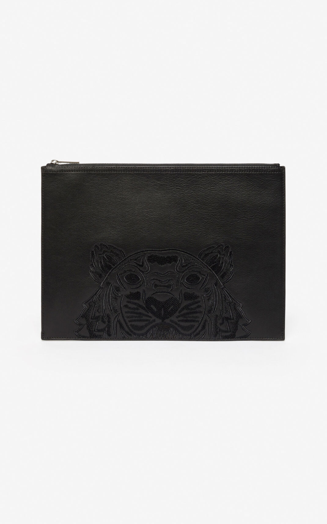 Kenzo Tiger briefcase Clutch Black For Womens 6512UCEBS